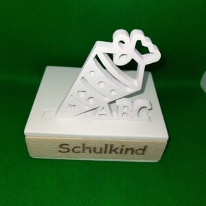 Schultüte in Basis mit gelasertem Klötzchen (Set)